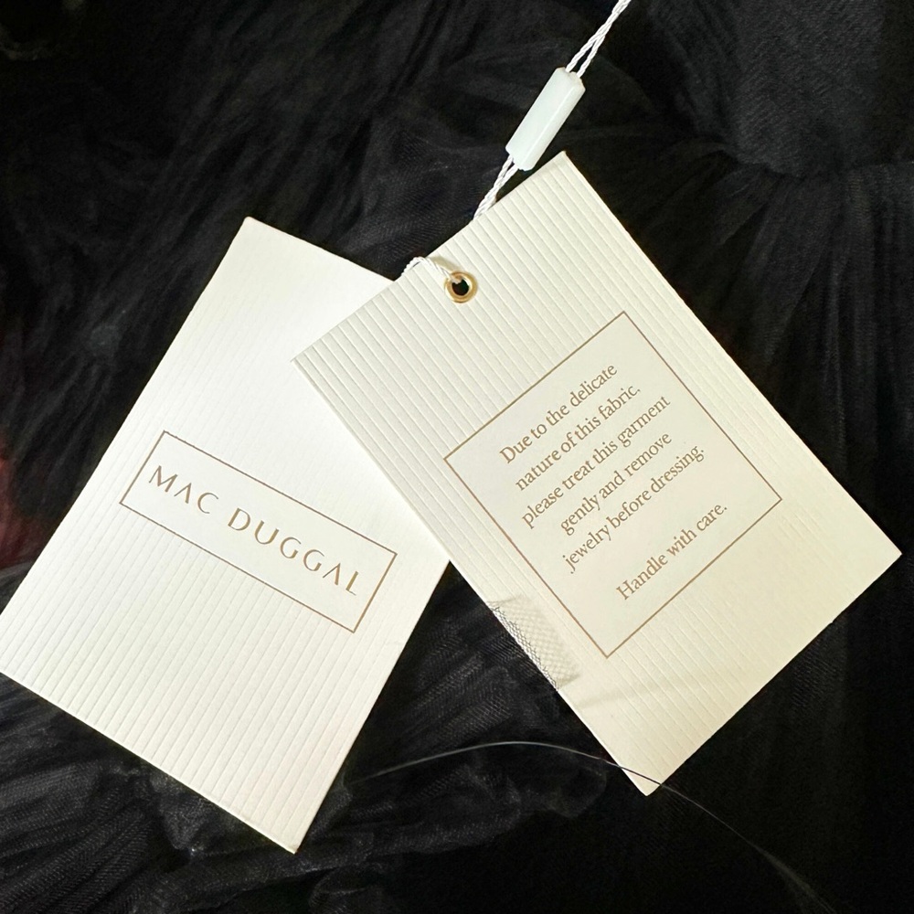 Mac Duggal Black Strapless Sweetheart Tulle Gown w. Feather Detail 20572 Size 4 - Picture 10 of 13
